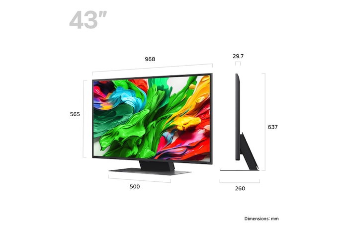 Slightly-angled right-facing side view of LG QNED evo TV